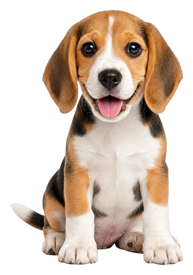 Un beagle seduto, cliente BAUWOW