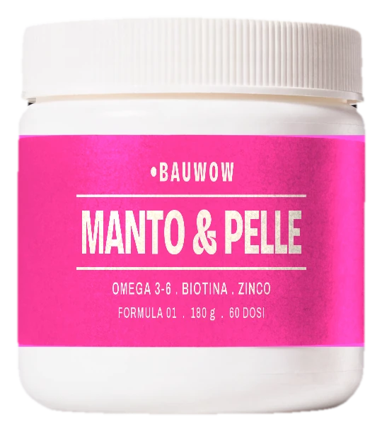 Barattolo BAUWOW Manto & Pelle, etichetta rosa