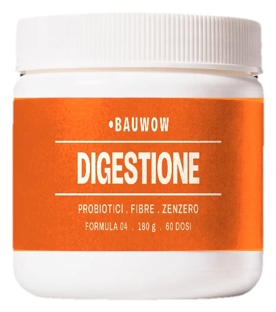 Barattolo BAUWOW Digestione, etichetta arancione